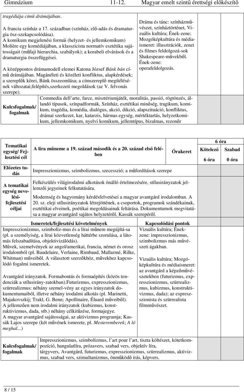 dramaturgia összefüggései. A középpontos drámamodell elemei Katona József Bánk bán című drámájában.