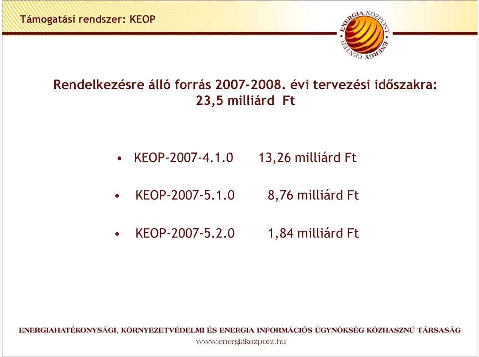 évi tervezési idıszakra: 23,5 milliárd Ft