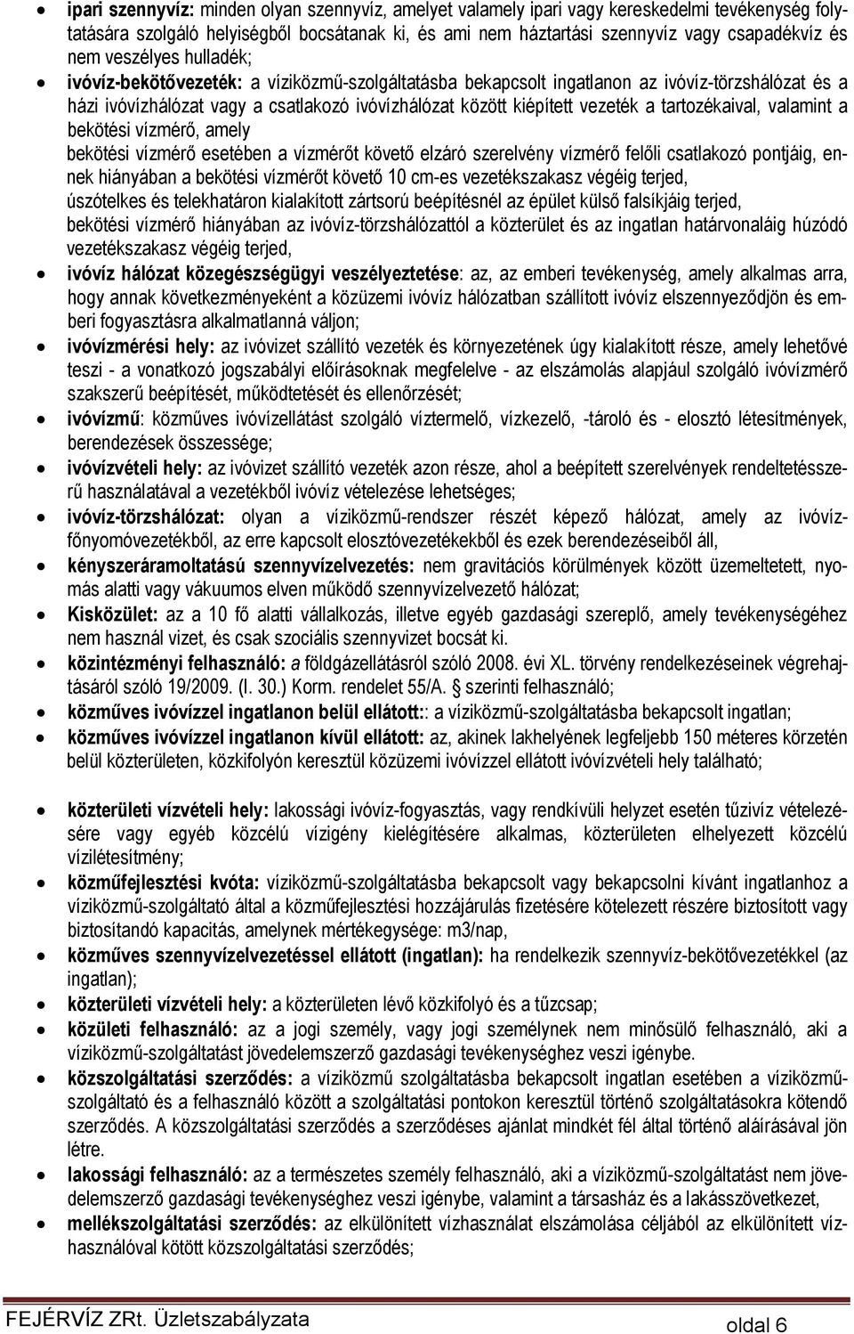 ÜZLETSZABÁLYZAT FEJÉRVÍZ ZRt. - PDF Free Download