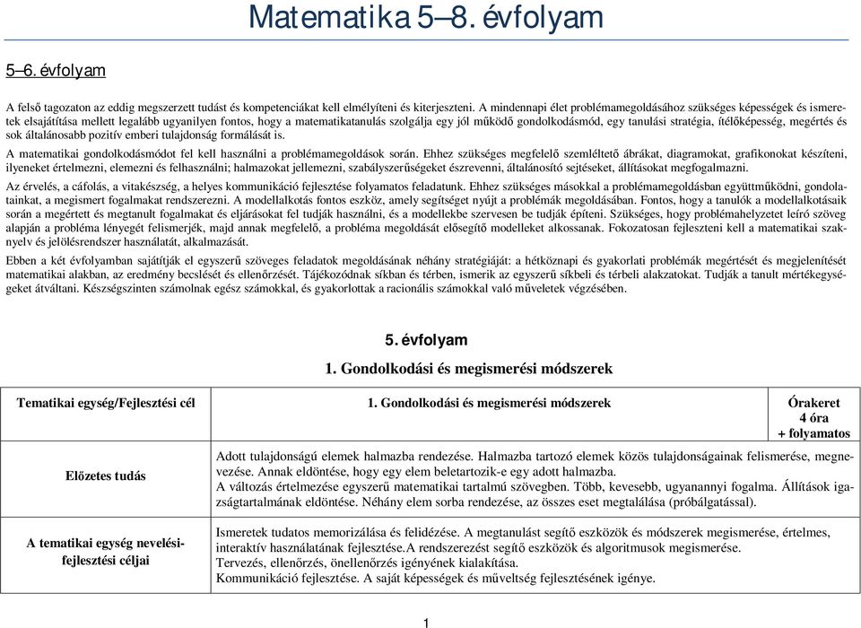 tanulási stratégia, ítélőképesség, megértés és sok általánosabb pozitív emberi tulajdonság formálását is. A matematikai gondolkodásmódot fel kell használni a problémamegoldások során.