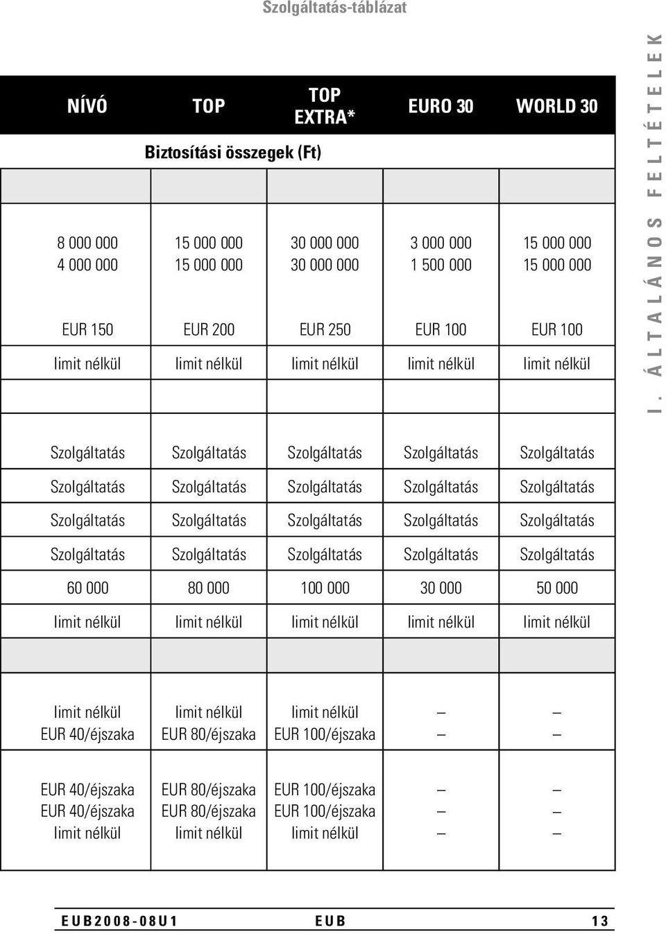 ÁLTALÁNOS FELTÉTELEK Szolgáltatás Szolgáltatás Szolgáltatás Szolgáltatás Szolgáltatás Szolgáltatás Szolgáltatás Szolgáltatás Szolgáltatás Szolgáltatás Szolgáltatás Szolgáltatás Szolgáltatás