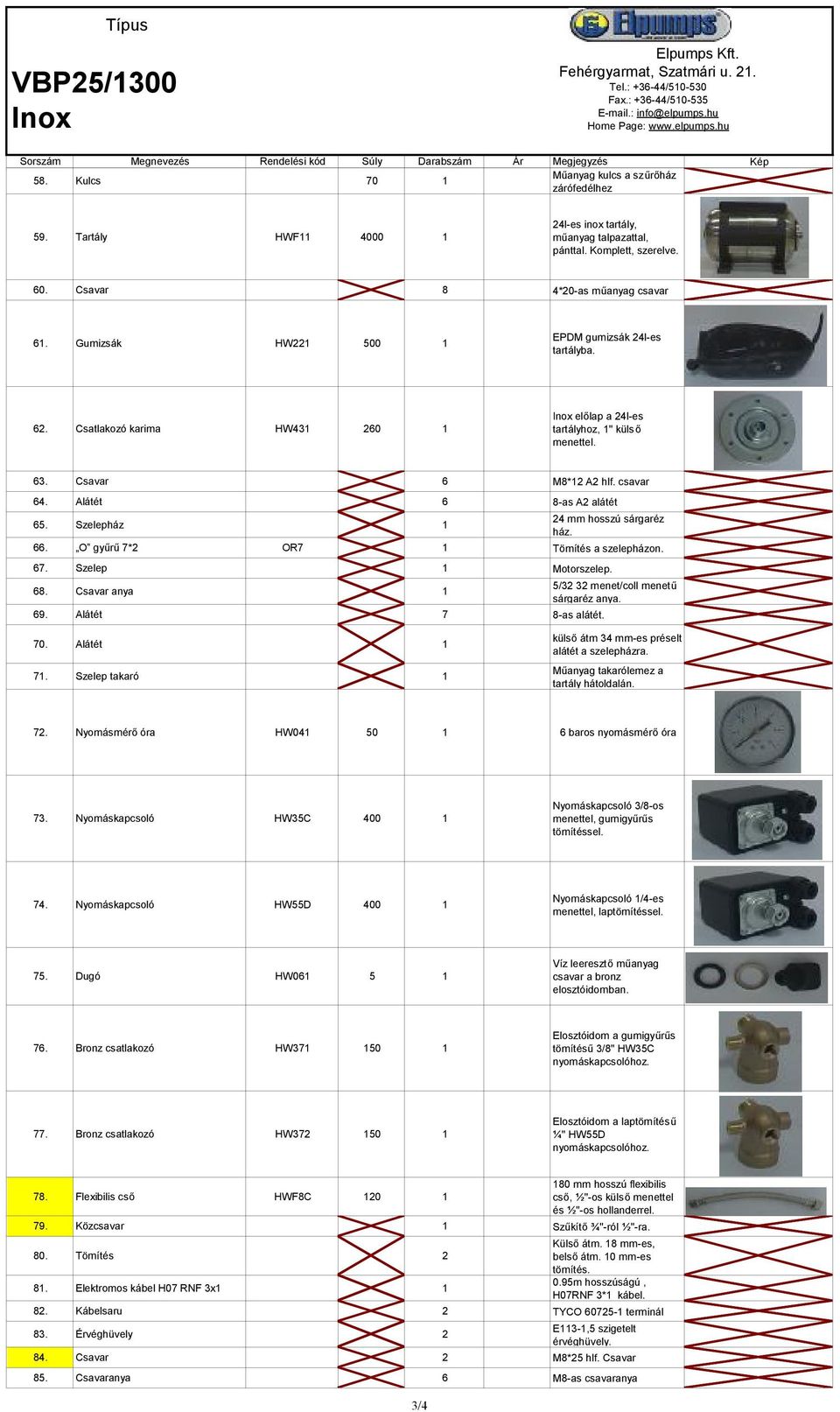 Szelepház 1 24 mm hosszú sárgaréz ház. 66. O gyűrű 7*2 OR7 1 Tömítés a szelepházon. 67. Szelep 1 Motorszelep. 68. Csavar anya 1 69. Alátét 7 8-as alátét. 5/32 32 menet/coll menetű sárgaréz anya. 70.