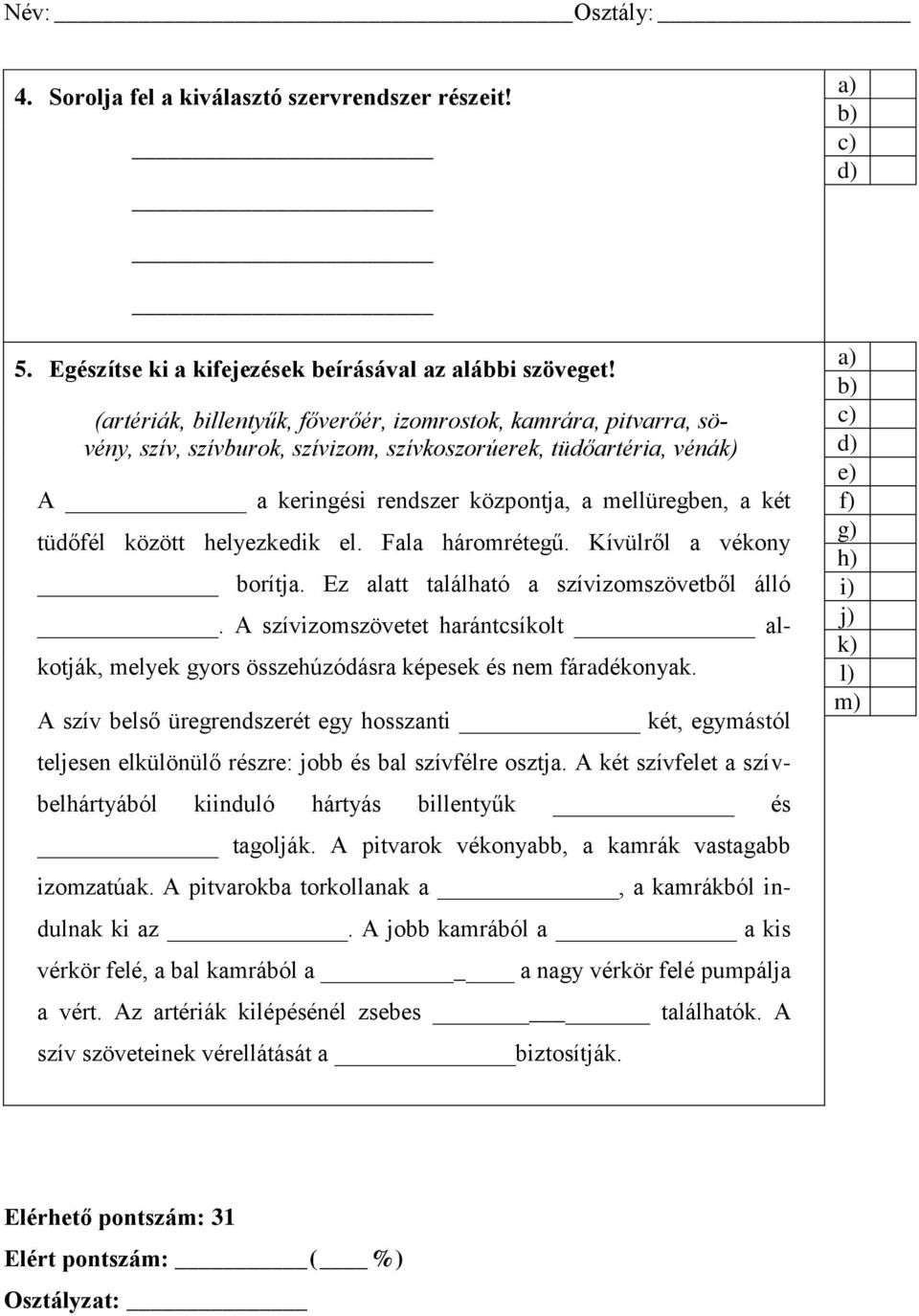 között helyezkedik el. Fala háromrétegű. Kívülről a vékony borítja. Ez alatt található a szívizomszövetből álló.