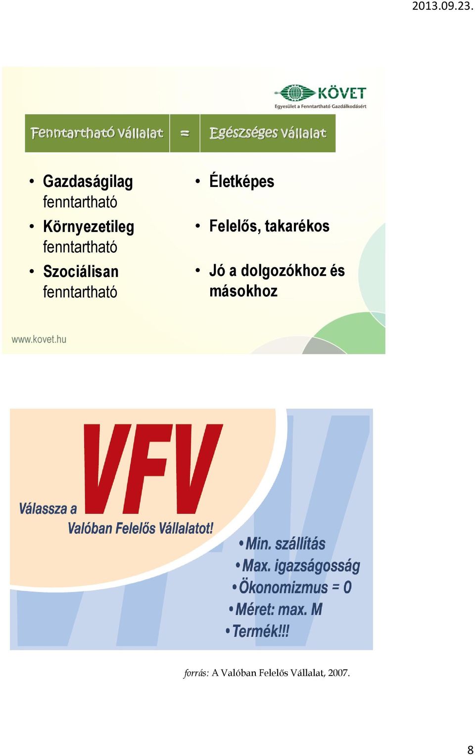 Szociálisan fenntartható Életképes Felelős, takarékos