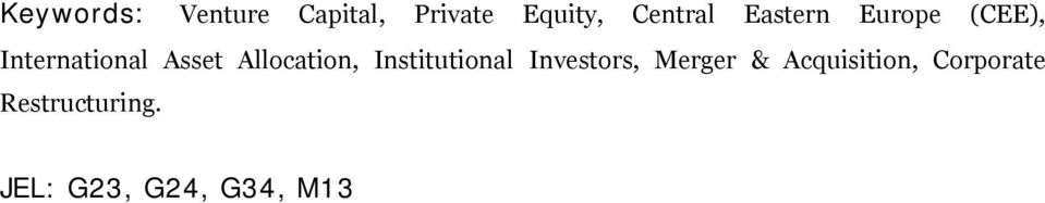 Allocation, Institutional Investors, Merger &