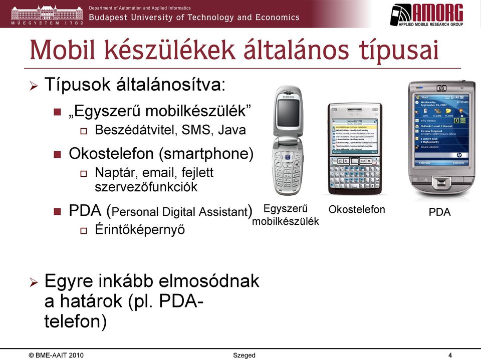 szervezőfunkciók PDA (Personal Digital Assistant) Érintőképernyő Egyszerű