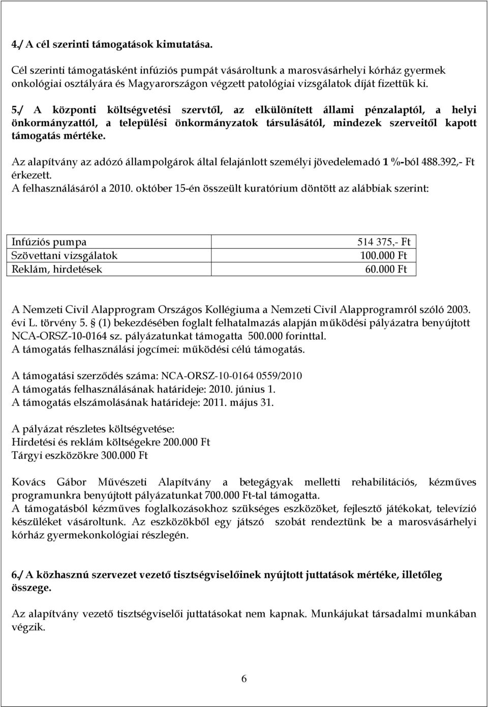 / A központi költségvetési szervtől, az elkülönített állami pénzalaptól, a helyi önkormányzattól, a települési önkormányzatok társulásától, mindezek szerveitől kapott támogatás mértéke.