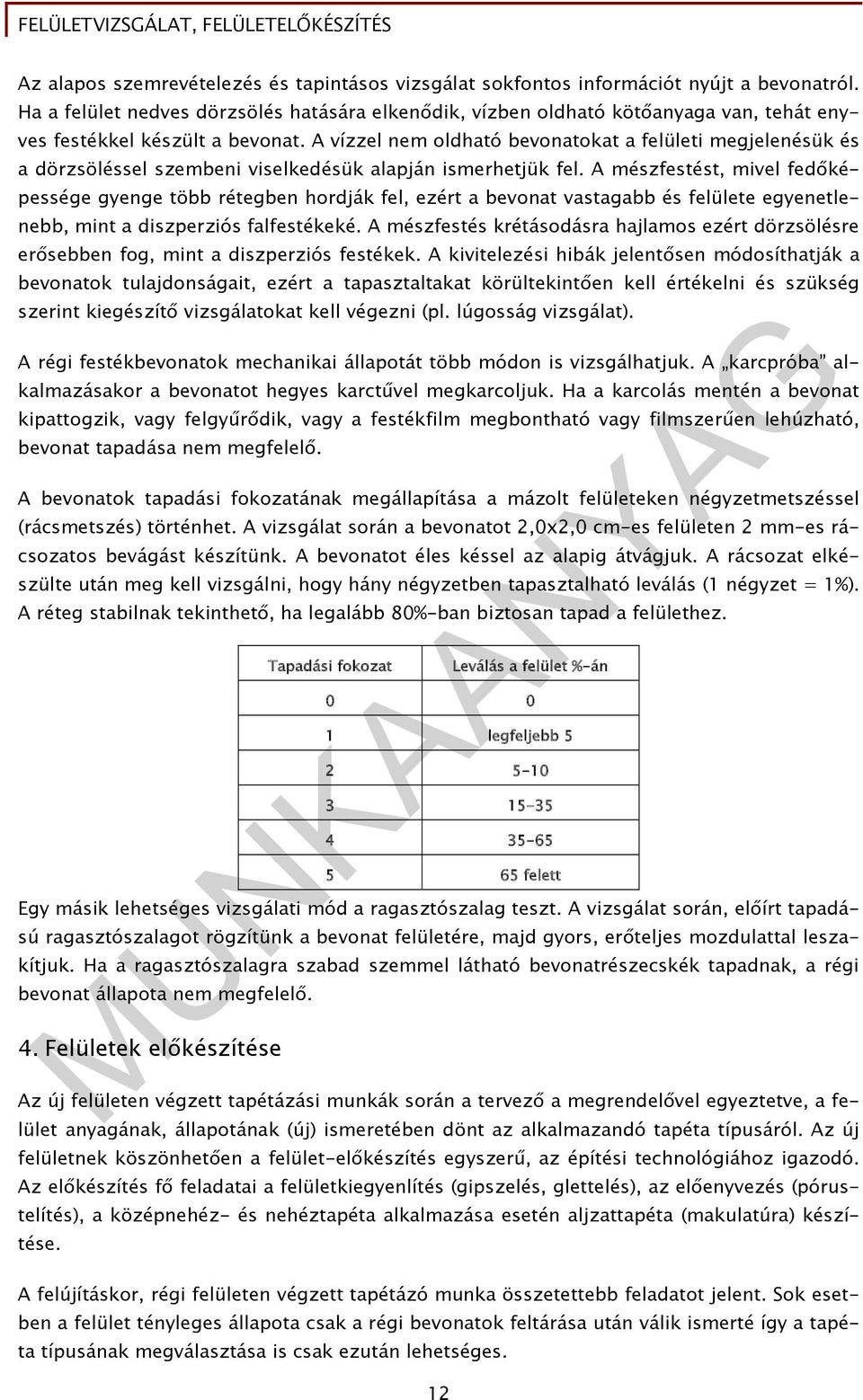 A vízzel nem oldható bevonatokat a felületi megjelenésük és a dörzsöléssel szembeni viselkedésük alapján ismerhetjük fel.