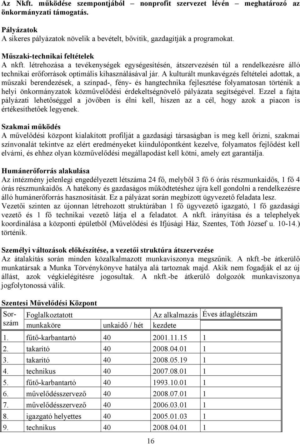 A kulturált munkavégzés feltételei adottak, a műszaki berendezések, a színpad-, fény- és hangtechnika fejlesztése folyamatosan történik a helyi önkormányzatok közművelődési érdekeltségnövelő