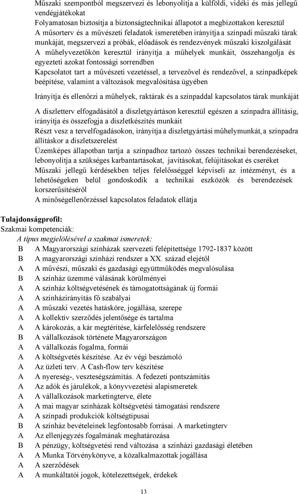 munkáit, összehangolja és egyezteti azokat fontossági sorrendben Kapcsolatot tart a művészeti vezetéssel, a tervezővel és rendezővel, a színpadképek beépítése, valamint a változások megvalósítása