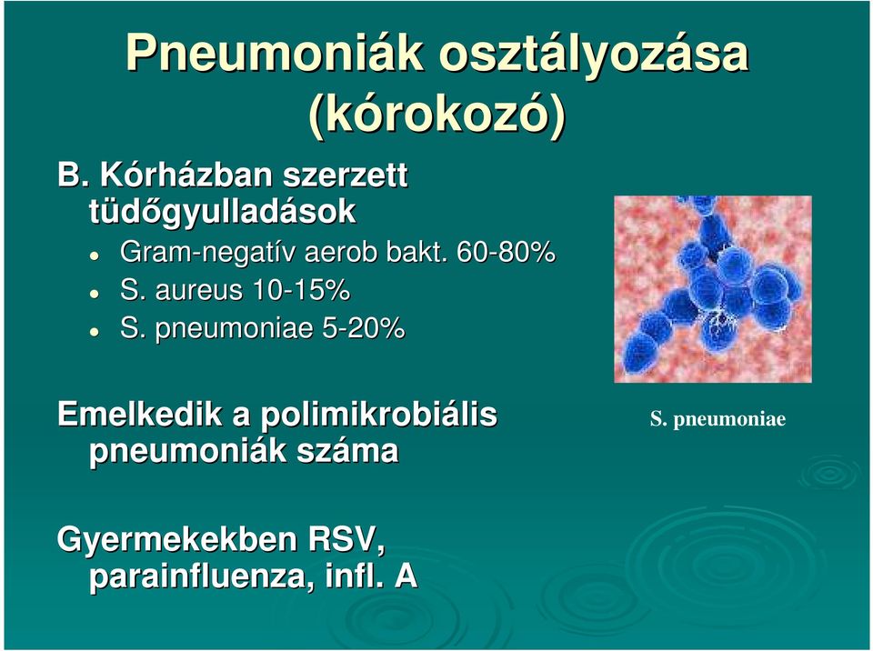 aerob bakt.. 60-80% S. aureus 10-15% 15% S.