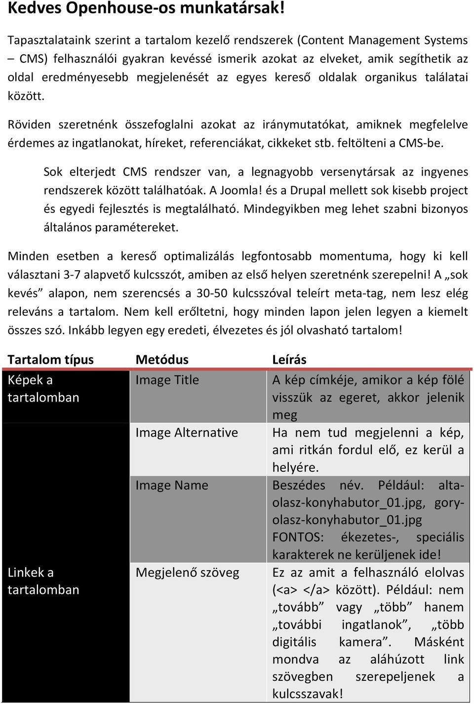 egyes kereső oldalak organikus találatai között. Röviden szeretnénk összefoglalni azokat az iránymutatókat, amiknek megfelelve érdemes az ingatlanokat, híreket, referenciákat, cikkeket stb.