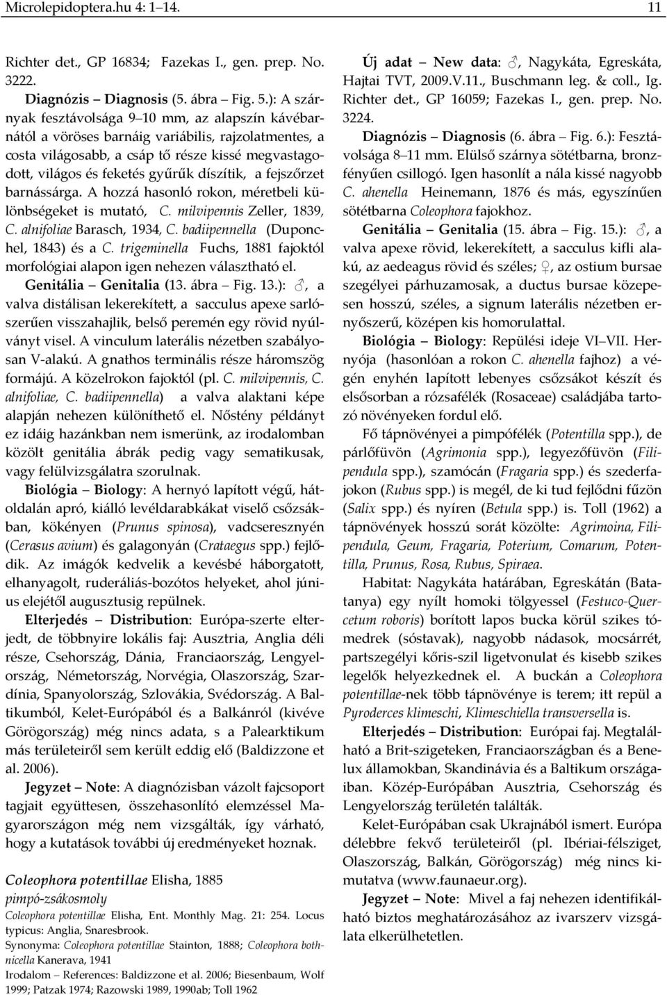 díszítik, a fejszőrzet barnássárga. A hozzá hasonló rokon, méretbeli különbségeket is mutató, C. milvipennis Zeller, 1839, C. alnifoliae Barasch, 1934, C. badiipennella (Duponchel, 1843) és a C.