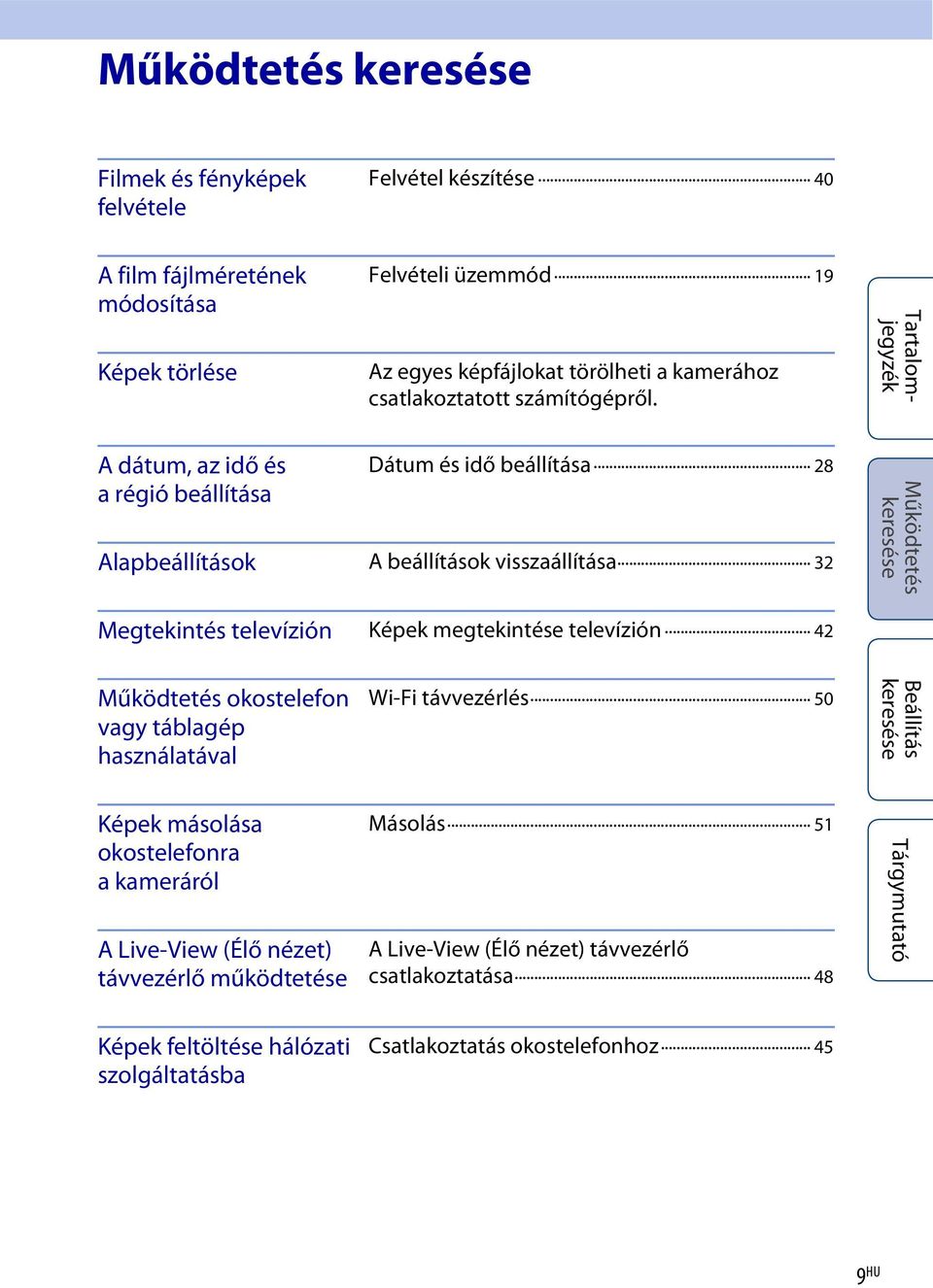 A dátum, az idő és a régió beállítása Dátum és idő beállítása 28 Alapbeállítások A beállítások visszaállítása 32 Megtekintés televízión Képek megtekintése
