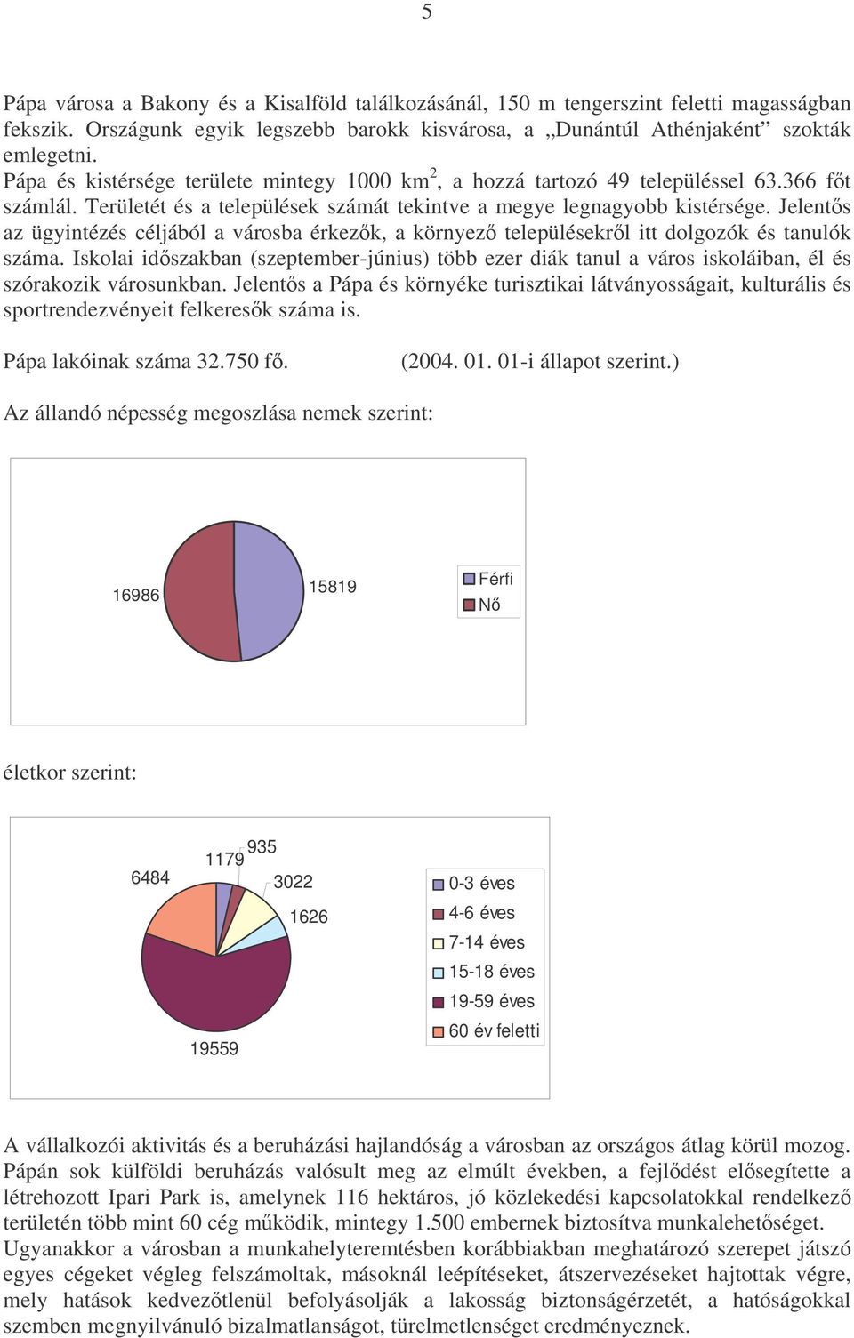 Jelents az ügyintézés céljából a városba érkezk, a környez településekrl itt dolgozók és tanulók száma.