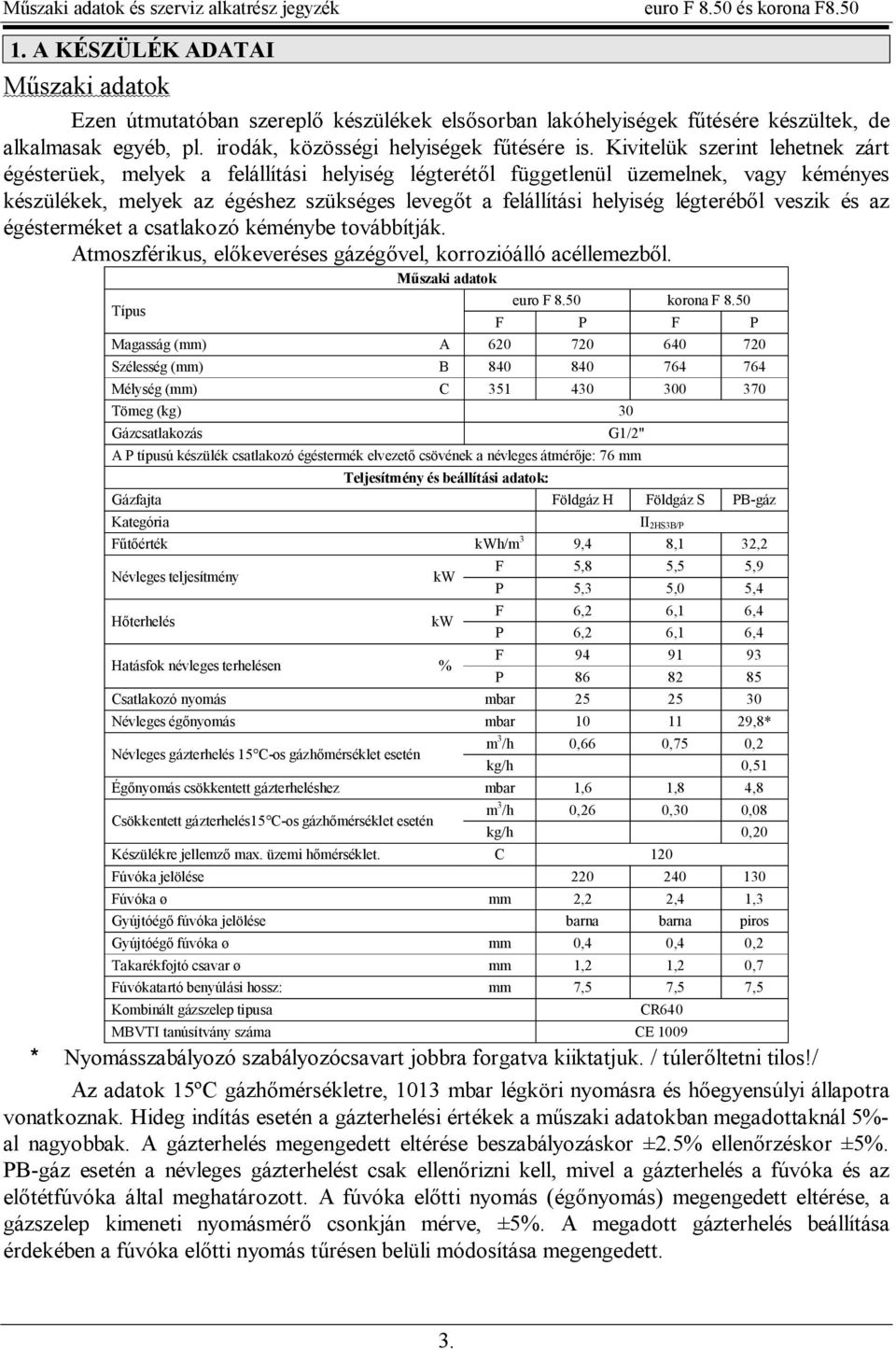 veszik és az égésterméket a csatlakozó kéménybe továbbítják. Atmoszférikus, el keveréses gázég vel, korrozióálló acéllemezb l. szaki adatok F 8.50 korona F 8.