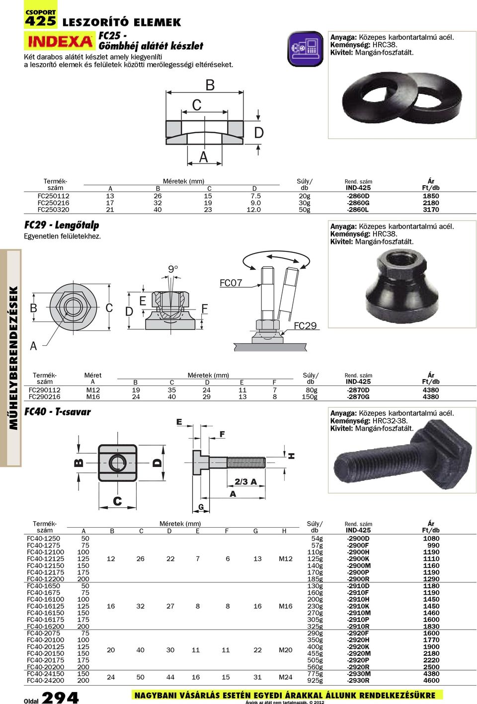 0 30g -2860G 2180 FC250320 21 40 23 12.0 50g -2860L 3170 FC29 - Lengõtalp Egyenetlen felületekhez. Anyaga: Közepes karbontartalmú acél. Keménység: HRC38. Kivitel: Mangán-foszfatált.