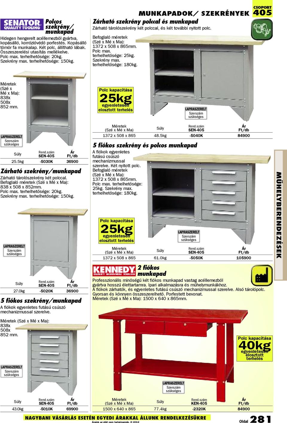 Befoglaló méretek (Szé x Mé x Ma): 1372 x 508 x 865mm. Polc max. terhelhetõsége: 25kg. Szekrény max. terhelhetõsége: 180kg. csoport 405 Méretek (Szé x Mé x Ma): 838x 508x 852 mm.