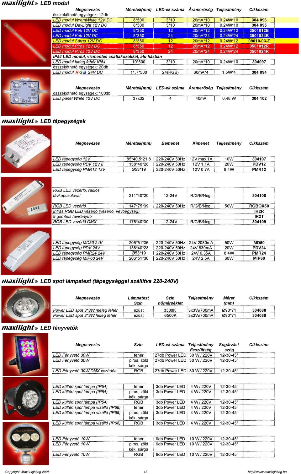 LED modul Piros 12V DC 8*350 12 20mA*12 0,24W*12 3501012R LED modul Piros 12V DC 8*350 24 20mA*24 0,24W*24 3501024R IP54 LED modul, vízmentes csatlakozókkal, alu házban LED modul hideg fehér IP54