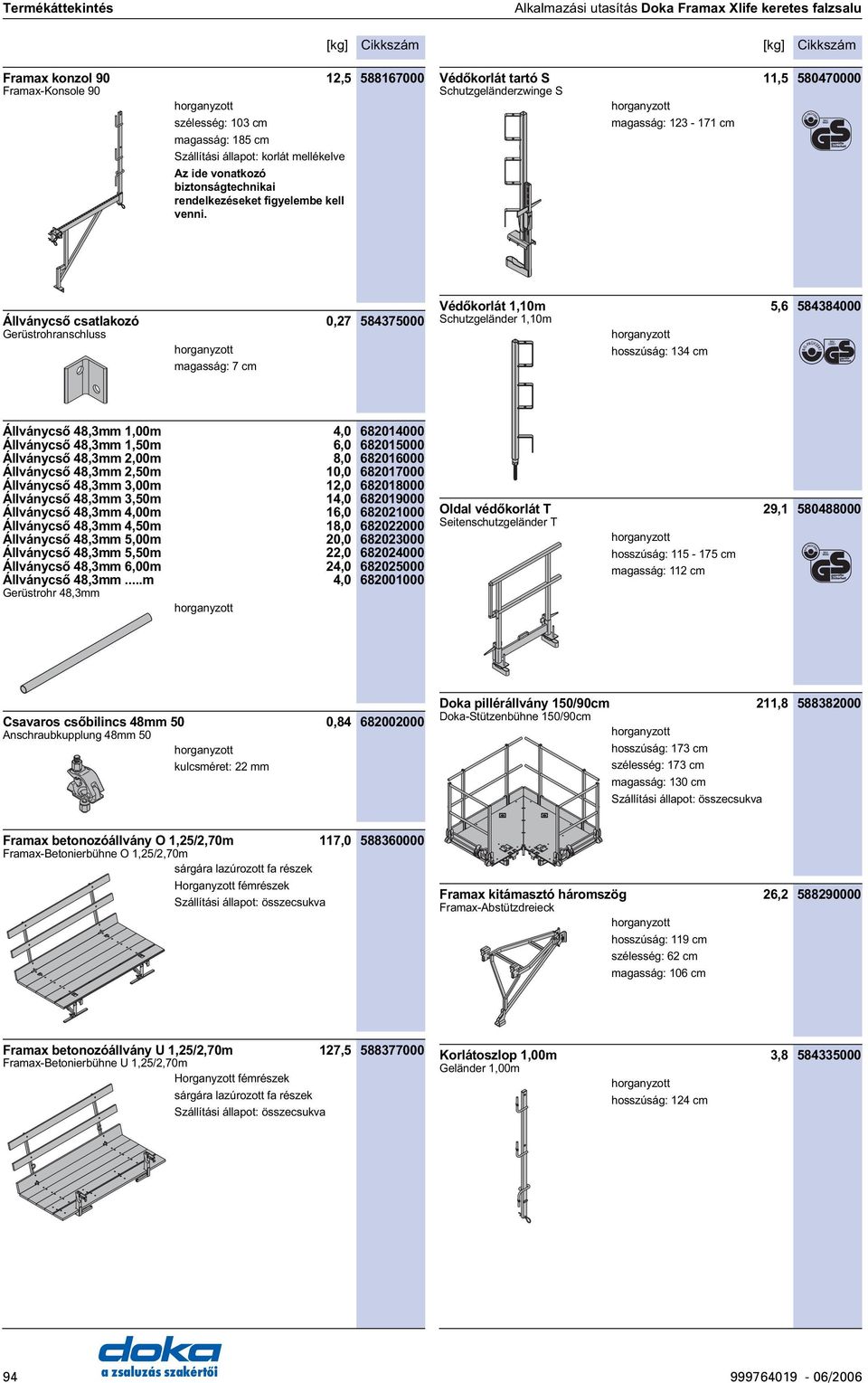 6820 5000 Állványcs 48,3mm 2,00m 8,0 6820 6000 Állványcs 48,3mm 2,50m 0,0 6820 7000 Állványcs 48,3mm 3,00m 2,0 6820 8000 Állványcs 48,3mm 3,50m 4,0 6820 9000 Állványcs 48,3mm 4,00m 6,0 68202 000