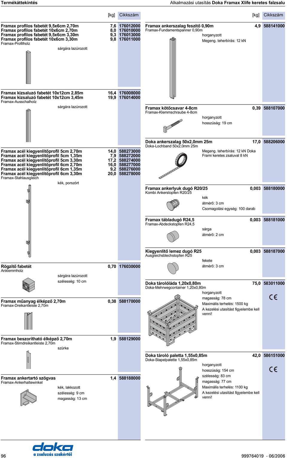 teherbírás: 2 kn 4,9 588 4 000 Framax kizsaluzó fabetét 0x 2cm 2,85m Framax kizsaluzó fabetét 0x 2cm 3,45m Framax-Ausschalholz sárgára lazúrozott 6,4 76008000 9,9 760 4000 Framax köt csavar 4-8cm