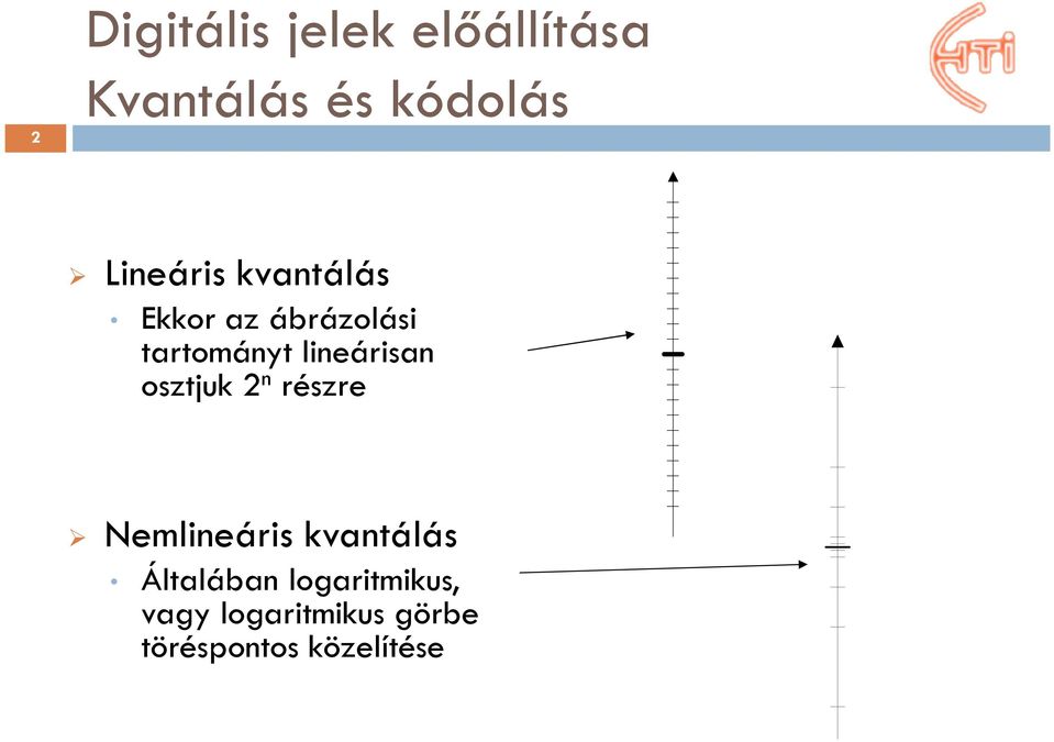 lineárisan osztjuk 2 n részre Nemlineáris kvantálás