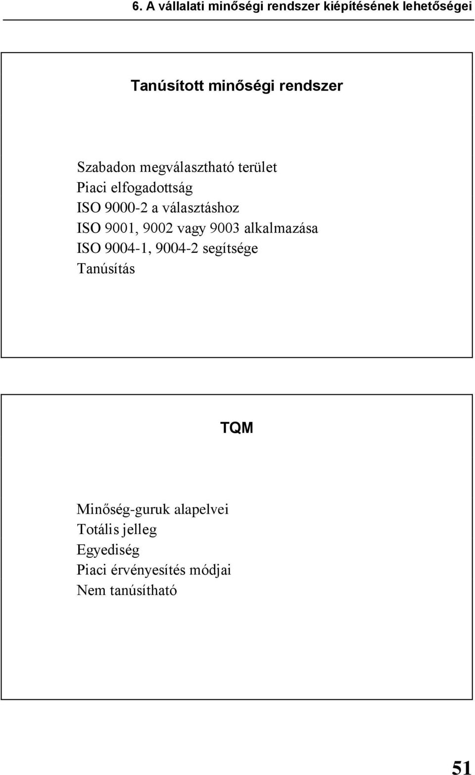 választáshoz ISO 9001, 9002 vagy 9003 alkalmazása ISO 9004-1, 9004-2 segítsége