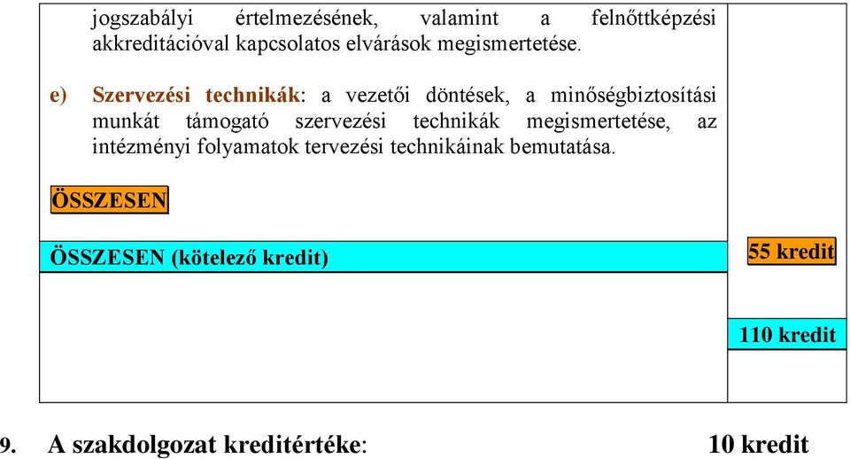 e) Szervezési technikák: a vezetői döntések, a minőségbiztosítási munkát támogató szervezési