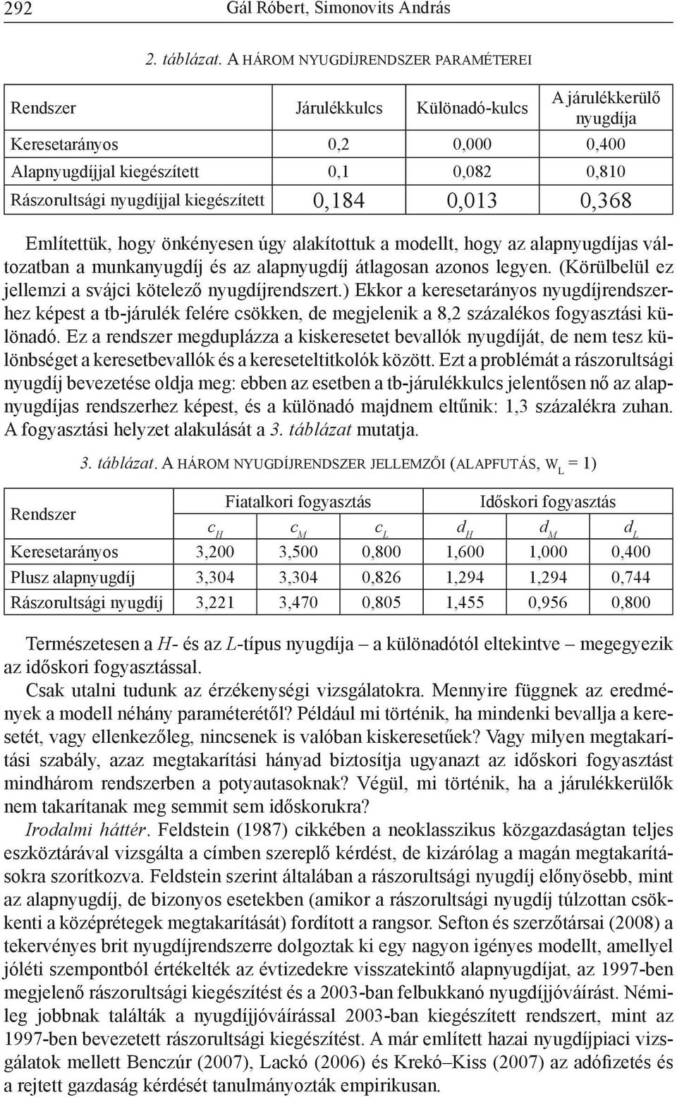 kiegészített 0,184 0,013 0,368 Említettük, hogy önkényesen úgy alakítottuk a modellt, hogy az alapnyugdíjas változatban a munkanyugdíj és az alapnyugdíj átlagosan azonos legyen.