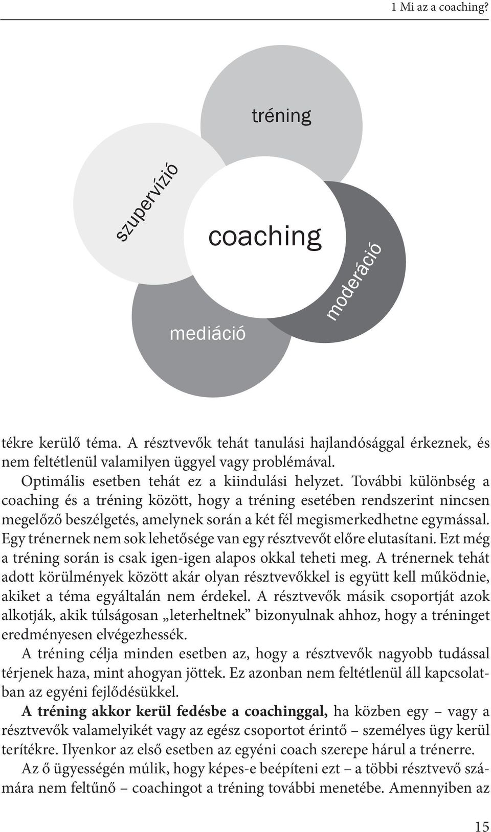 További különbség a coaching és a tréning között, hogy a tréning esetében rendszerint nincsen megelőző beszélgetés, amelynek során a két fél megismerkedhetne egymással.