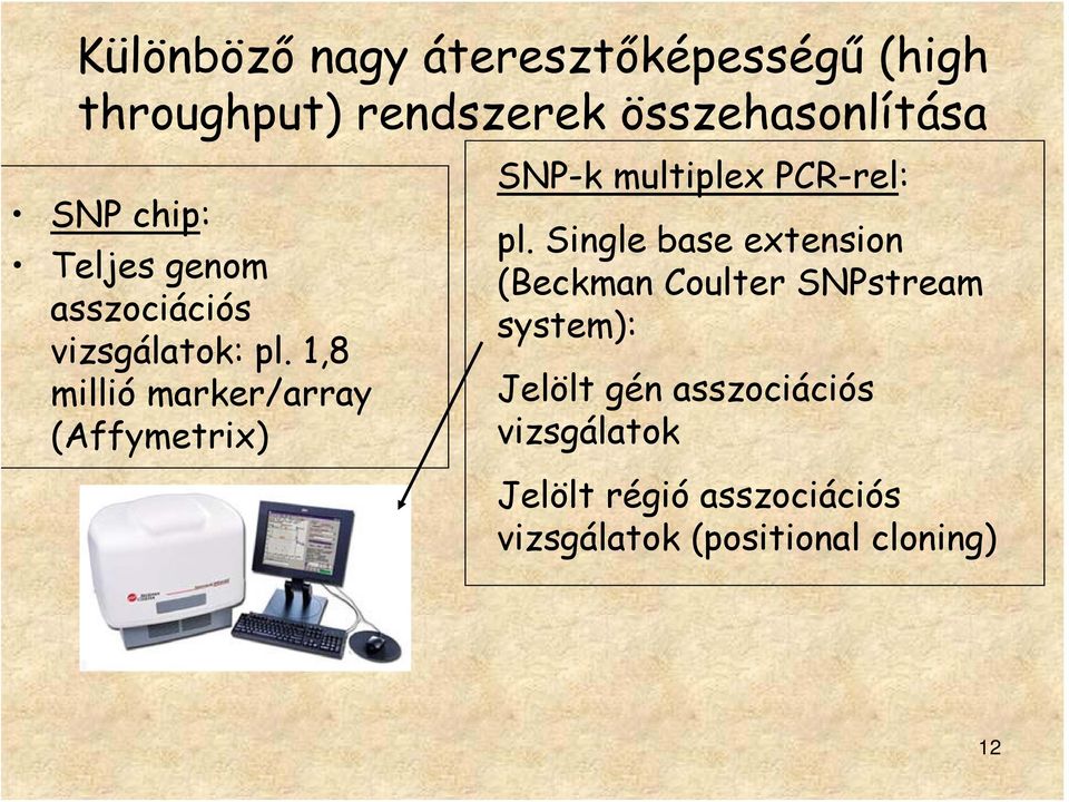 1,8 millió marker/array (Affymetrix) SNP-k multiplex PCR-rel: pl.