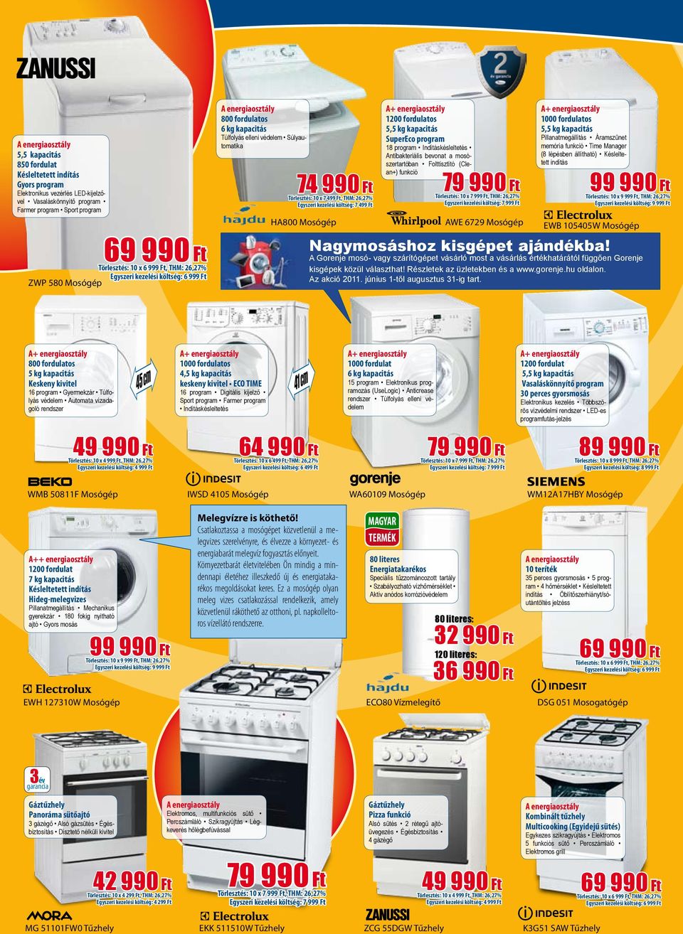 Indításkésleltetés Antibakteriális bevonat a mosószertartóban Folttisztító (Clean) funkció AWE 6729 Mosógép 1000 fordulatos 5,5 kg kapacitás Pillanatmegállítás Áramszünet memória funkció Time Manager