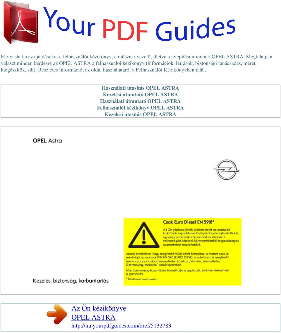 Az Ön kézikönyve OPEL ASTRA - PDF Free Download