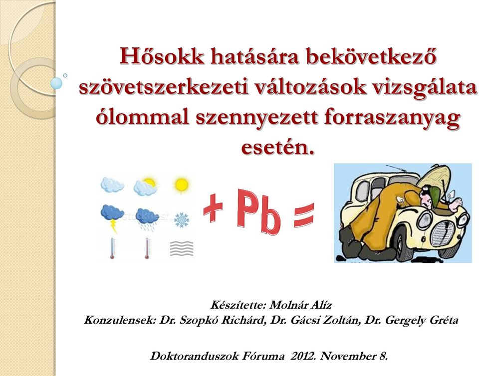 Készítette: Molnár Alíz Konzulensek: Dr. Szopkó Richárd, Dr.