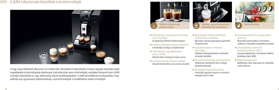Ezek jellemzően azok a technológiák, amelyeket túlnyomó részt a JURA mérnökei fejlesztettek ki, vagy alkalmaztak először kávéfőzőgépekben.