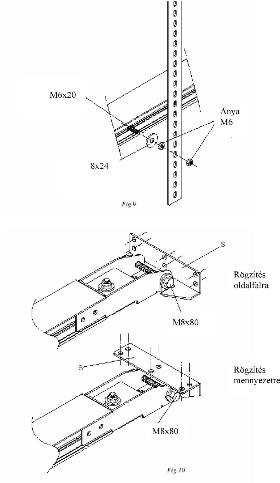 oldalfalra M8x80