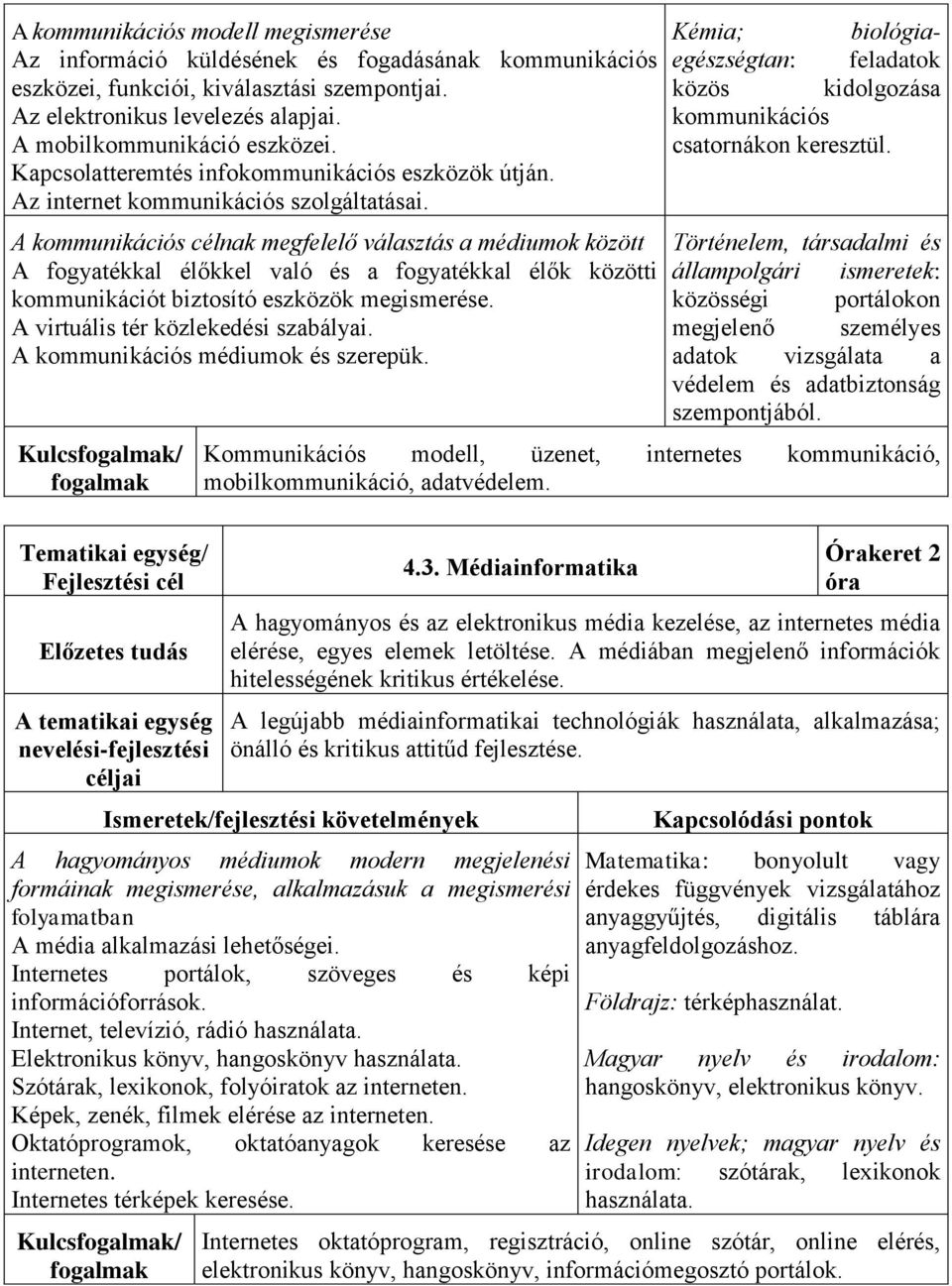 A kommunikációs célnak megfelelő választás a médiumok között A fogyatékkal élőkkel való és a fogyatékkal élők közötti kommunikációt biztosító eszközök megismerése.