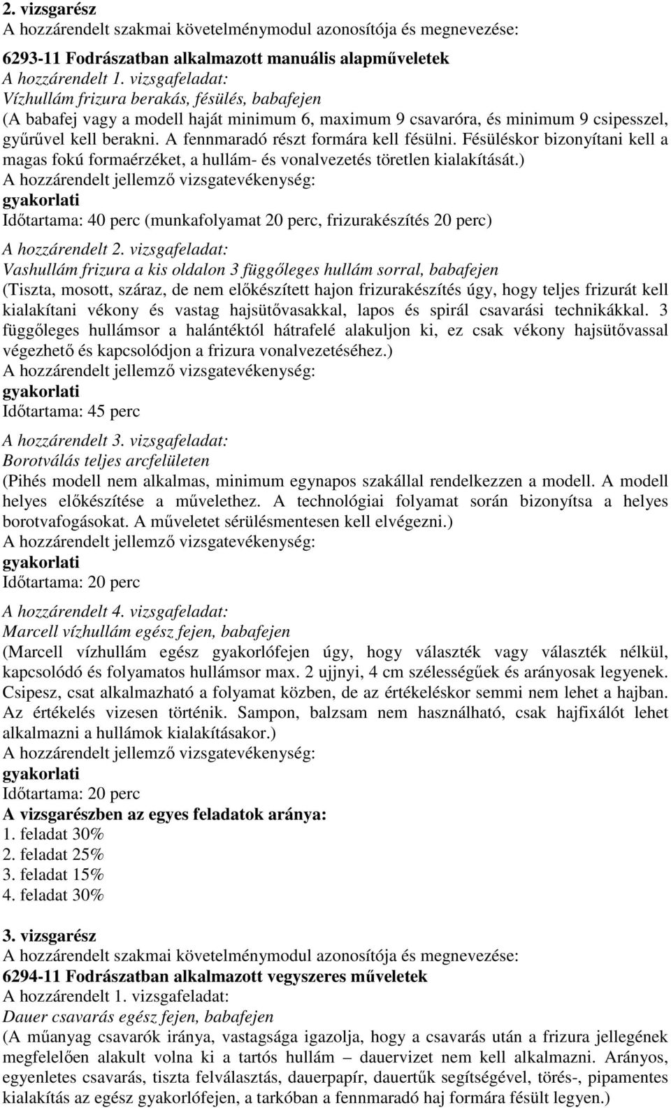 ) Idıtartama: 40 perc (munkafolyamat 20 perc, frizurakészítés 20 perc) Vashullám frizura a kis oldalon 3 függıleges hullám sorral, babafejen (Tiszta, mosott, száraz, de nem elıkészített hajon
