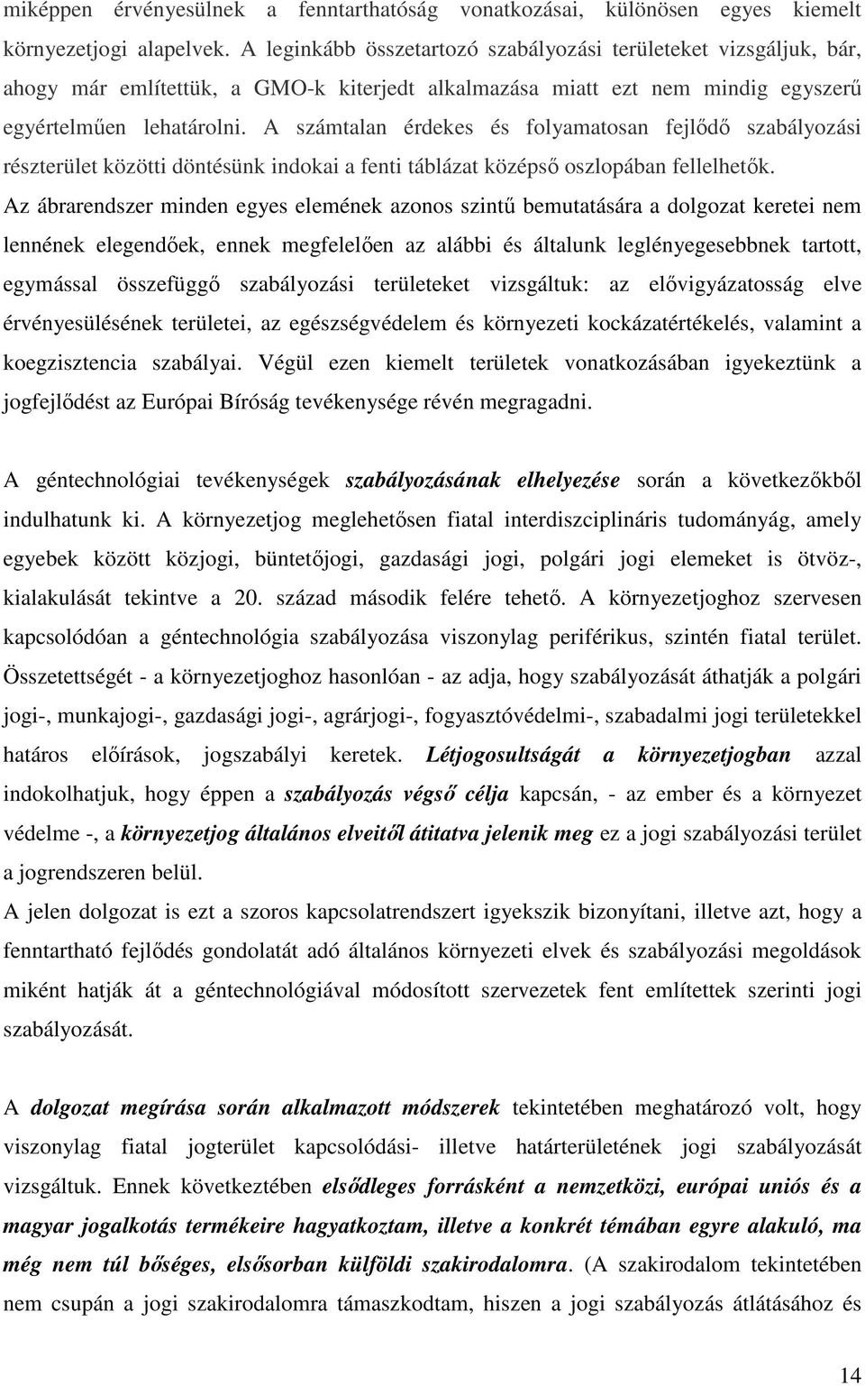 A számtalan érdekes és folyamatosan fejlődő szabályozási részterület közötti döntésünk indokai a fenti táblázat középső oszlopában fellelhetők.