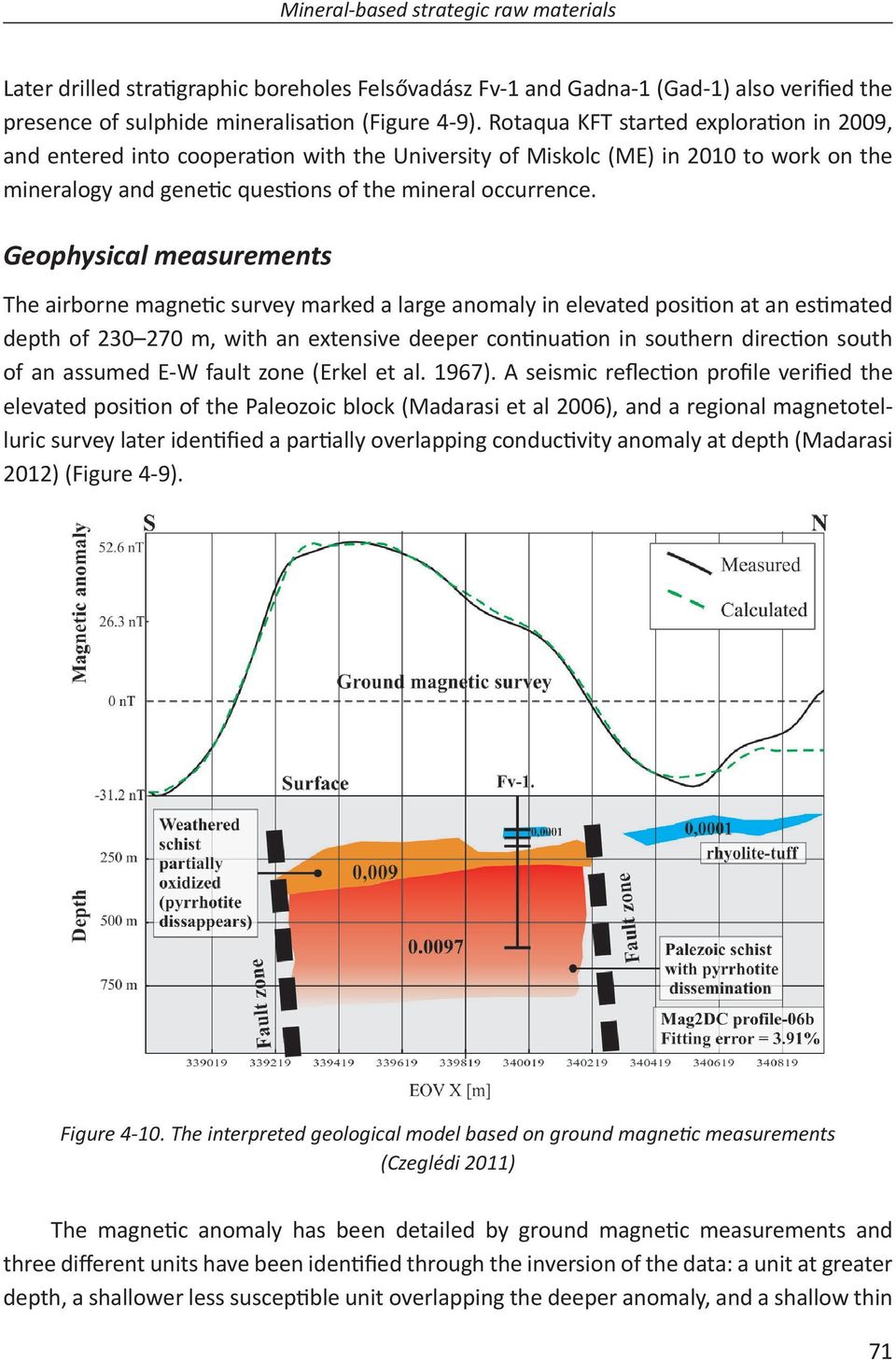 Geophysical measurements The airborne magnec survey marked a large anomaly in elevated posion at an esmated depth of 230 270 m, with an extensive deeper connuaon in southern direcon south of an