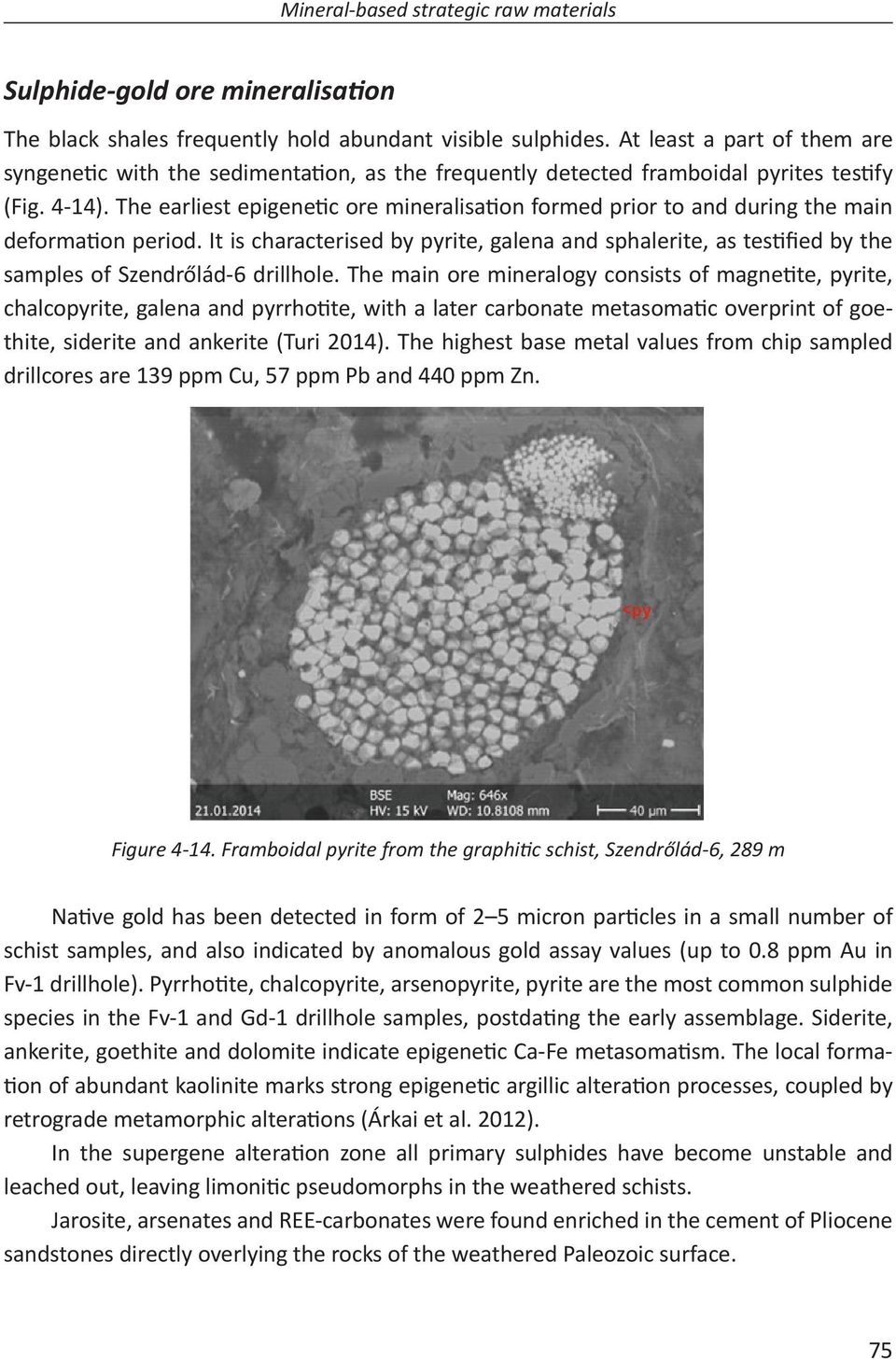 The earliest epigenec ore mineralisaon formed prior to and during the main deformaon period. It is characterised by pyrite, galena and sphalerite, as tesfied by the samples of Szendrőlád-6 drillhole.