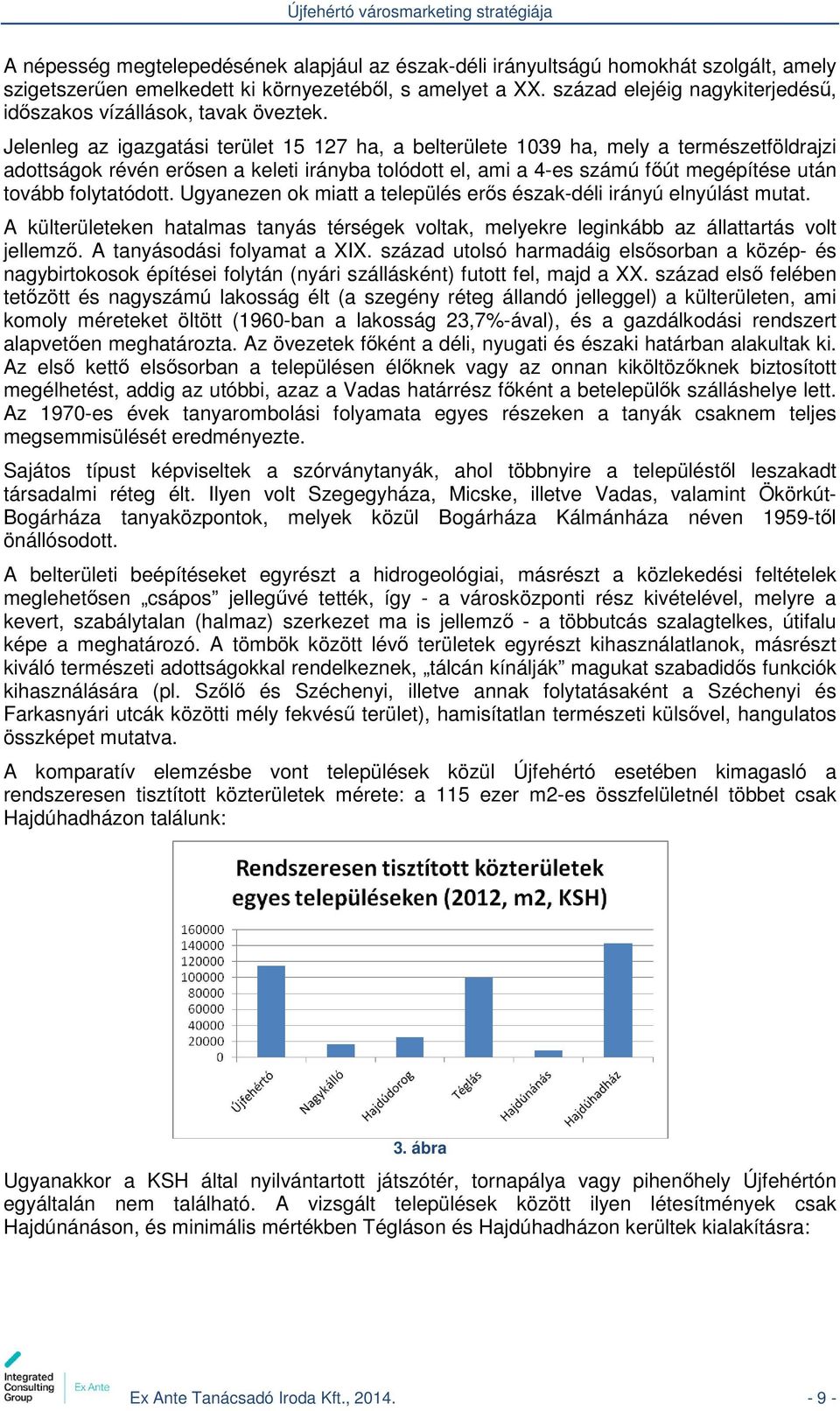 Jelenleg az igazgatási terület 15 127 ha, a belterülete 1039 ha, mely a természetföldrajzi adottságok révén erősen a keleti irányba tolódott el, ami a 4-es számú főút megépítése után tovább