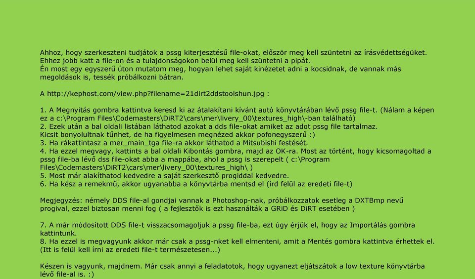 jpg : 1. A Megnyitás gombra kattintva keresd ki az átalakítani kívánt autó könyvtárában lévő pssg file-t.