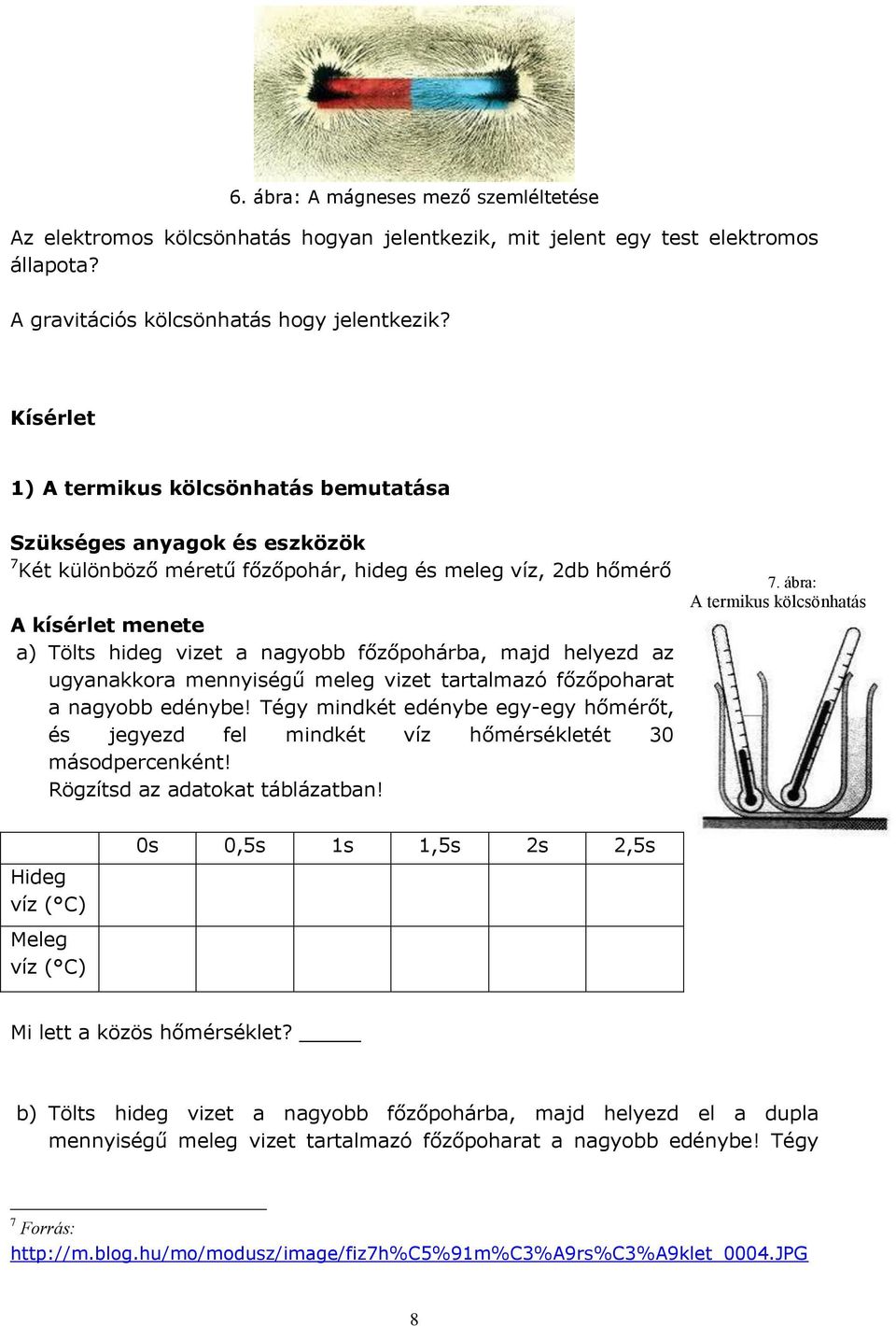 az ugyanakkora mennyiségű meleg vizet tartalmazó főzőpoharat a nagyobb edénybe! Tégy mindkét edénybe egy-egy hőmérőt, és jegyezd fel mindkét víz hőmérsékletét 30 másodpercenként!