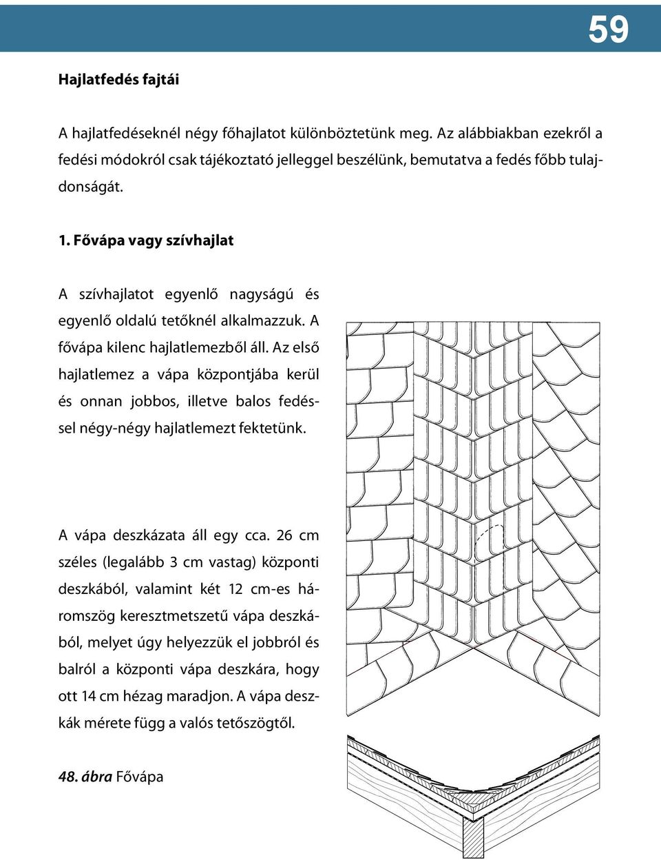 Fővápa vagy szívhajlat A szívhajlatot egyenlő nagyságú és egyenlő oldalú tetőknél alkalmazzuk. A fővápa kilenc hajlatlemezből áll.