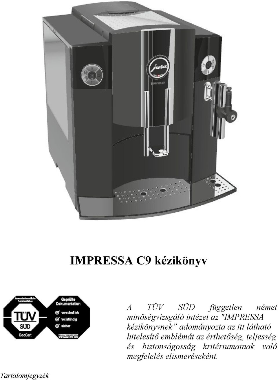 IMPRESSA C9 kézikönyv - PDF Ingyenes letöltés