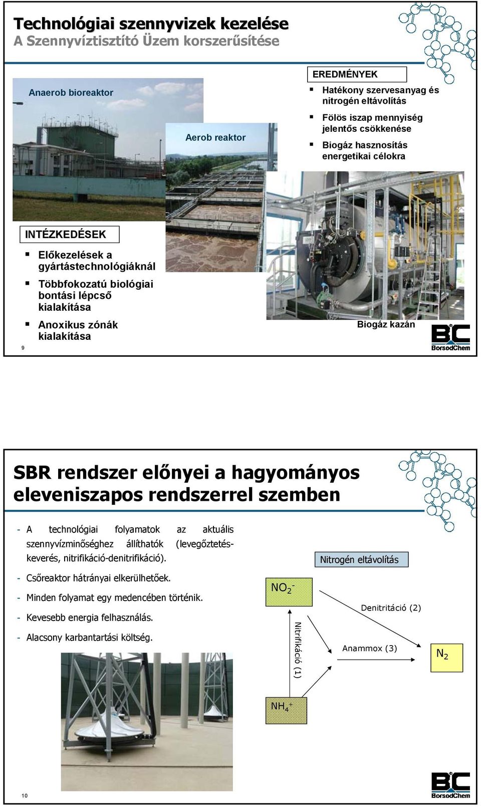 SBR rendszer előnyei a hagyományos eleveniszapos rendszerrel szemben - A technológiai folyamatok az aktuális szennyvízminőséghez állíthatók (levegőztetéskeverés, nitrifikáció-denitrifikáció).