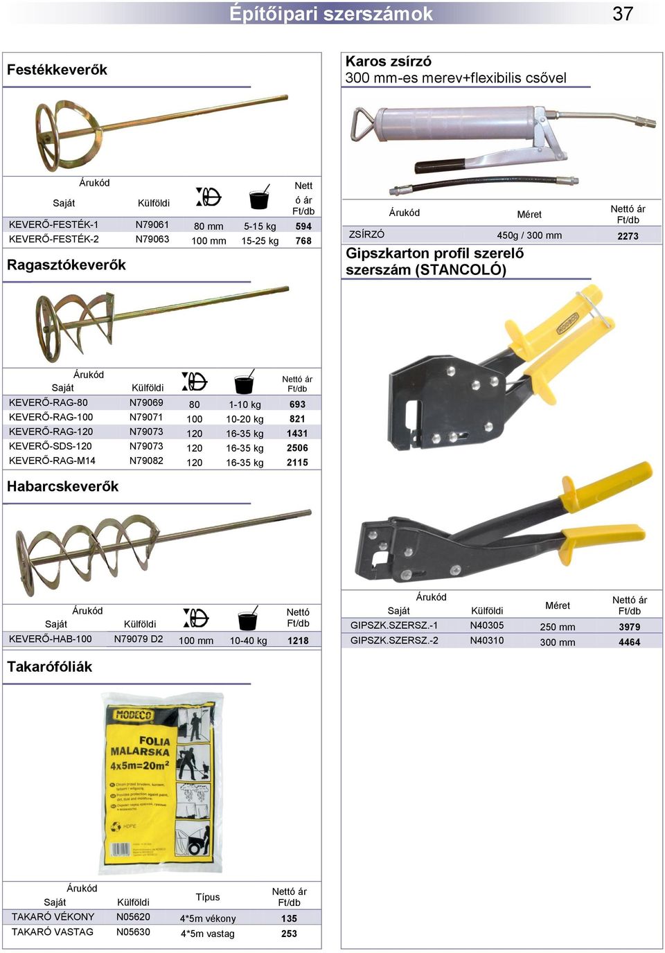 KEVERŐ-RAG-120 N79073 120 16-35 kg 1431 KEVERŐ-SDS-120 N79073 120 16-35 kg 2506 KEVERŐ-RAG-M14 N79082 120 16-35 kg 2115 Habarcskeverők Nettó KEVERŐ-HAB-100 N79079 D2 100 mm