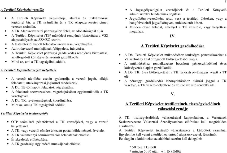 A testületektől kapott feladatok szervezése, végrehajtása. Az irodavezető munkájának felügyelete, irányítása.