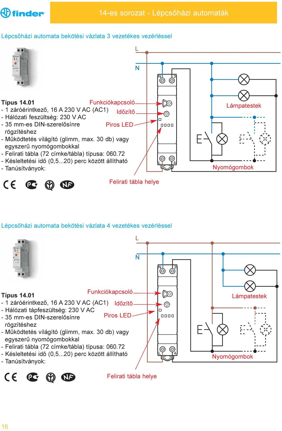 30 db) vagy egyszerû nyomógombokkal - Felirati tábla (72 címke/tábla) típusa: 060.72 - Késleltetési idõ (0,5.